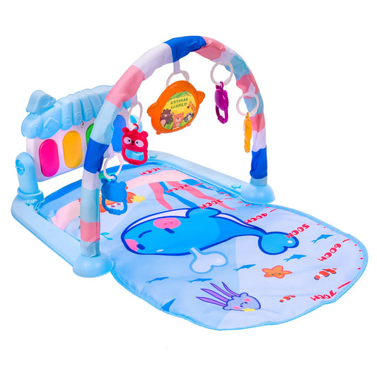 Gimnasio Alfombra Bebe Piano 3 en 1 Fluffy Whale Celeste