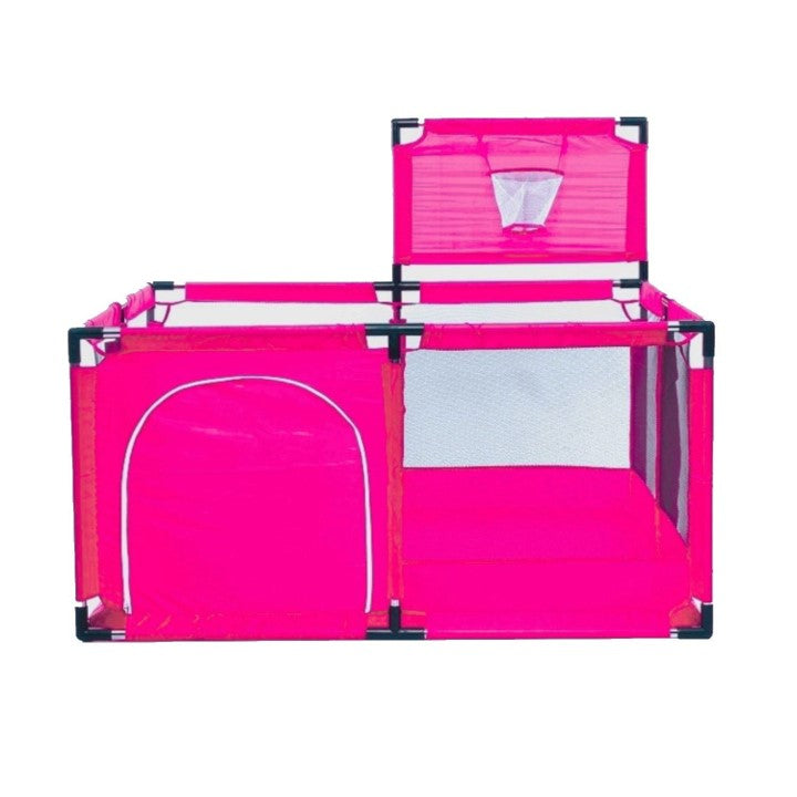 Corral Seguridad Bebes Con Aro De Basket + Pelotas de regalo, 128cm Rosado