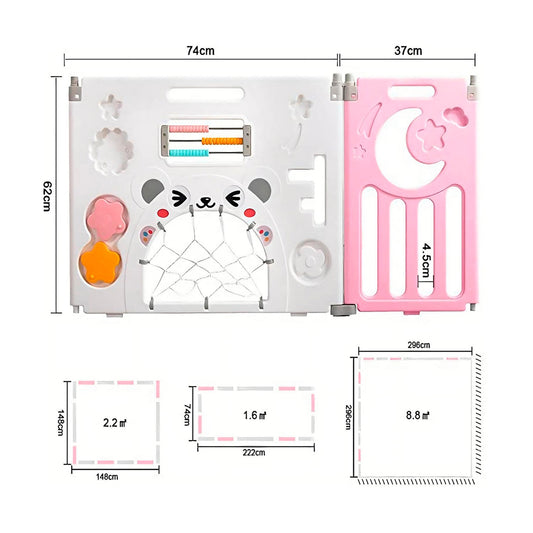 Corral Bebe Multiformas Plástico 8+2 Plegable Rosado