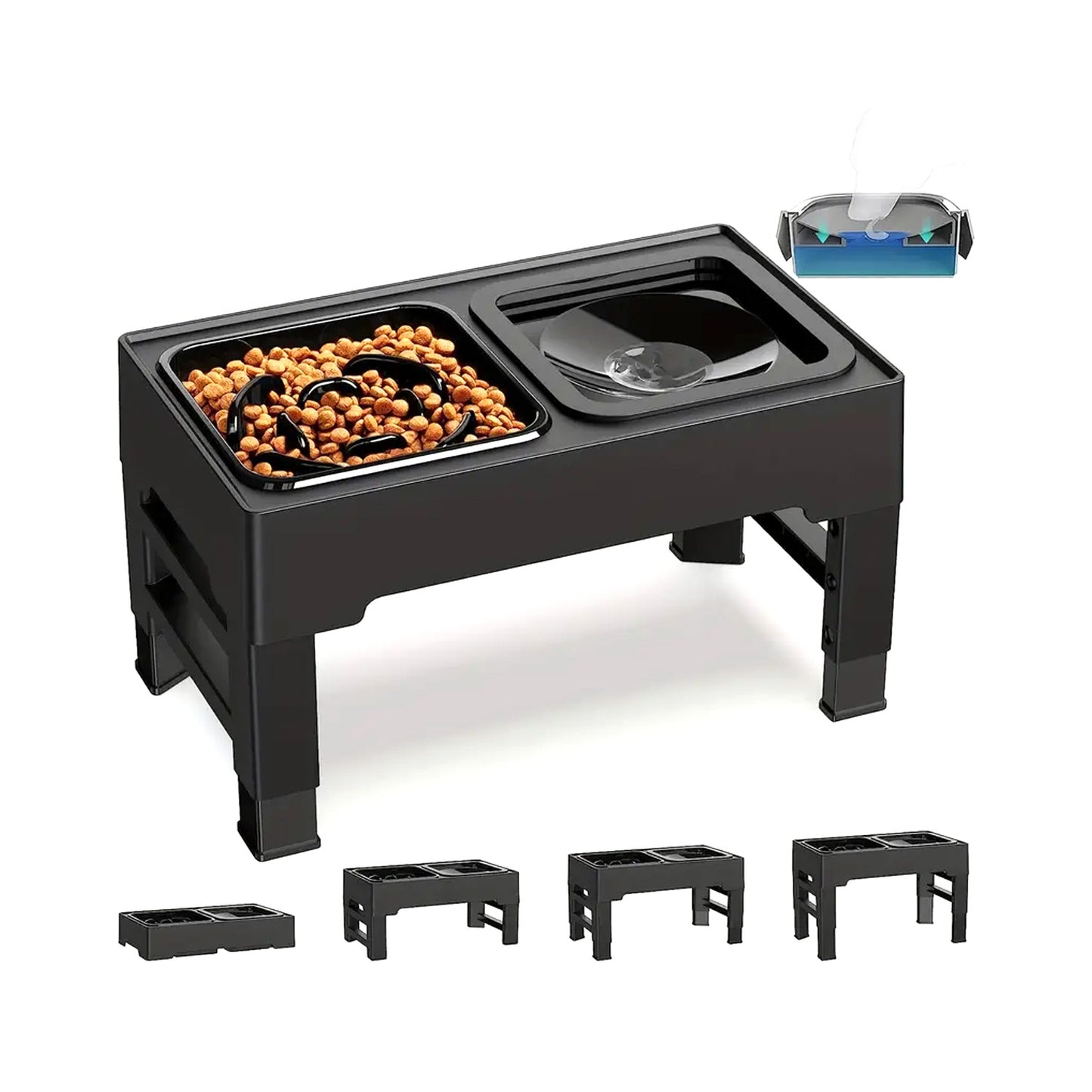 Plato de comida anti derrame y ajustable para mascotas