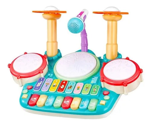 Batería Juguete Piano Musical Didáctico 5 En 1 Micrófono