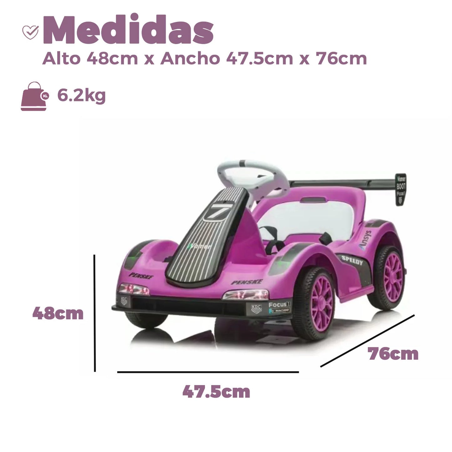 Auto Electrico Niños Karting Con Control, Luz Y Sonido Color Rosa