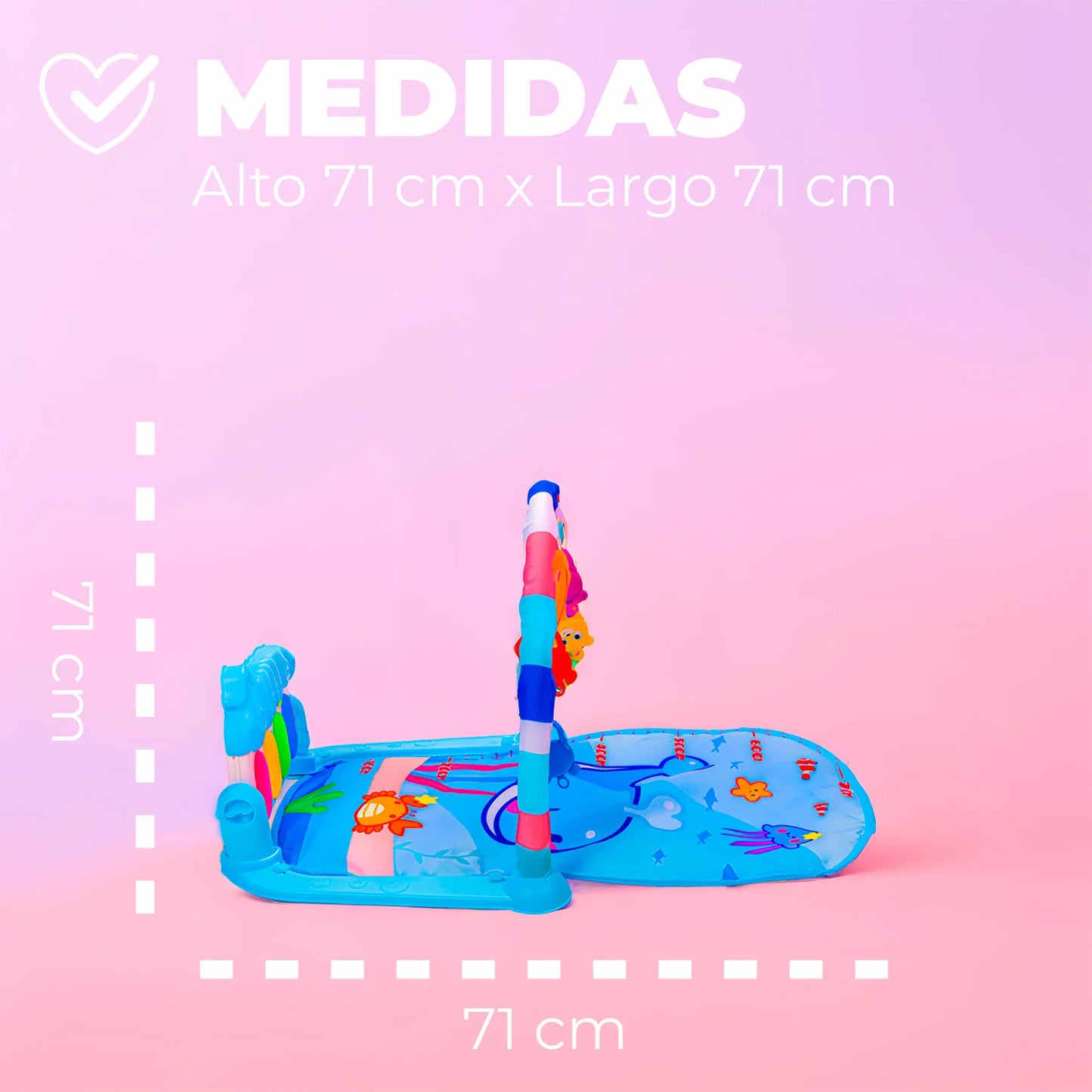 Gimnasio Alfombra Bebe Piano 3 en 1 Fluffy Whale Celeste