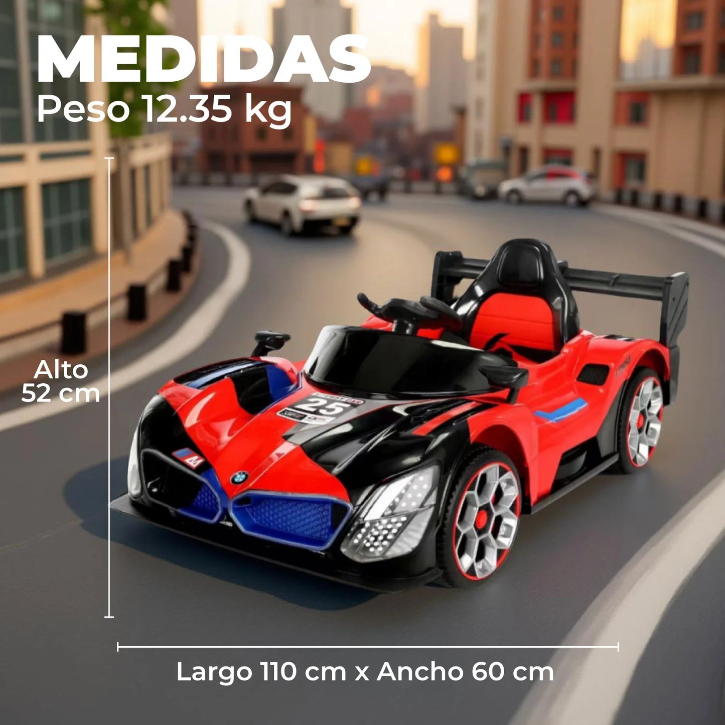 Auto Eléctrico Niños Deportivo Con Control Luces LED y Sonido