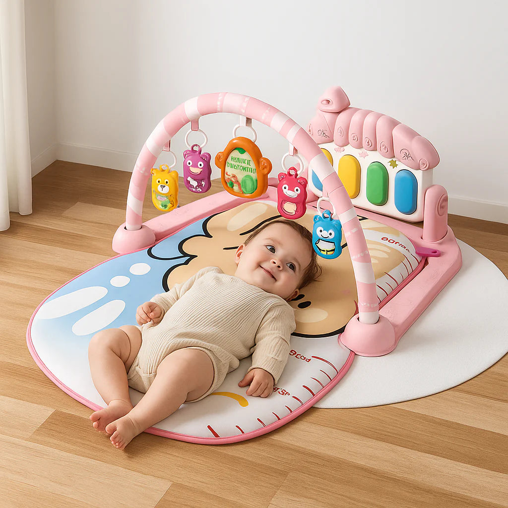 Gimnasio Alfombra Bebe Piano 3 en 1 Little Bear Rosado