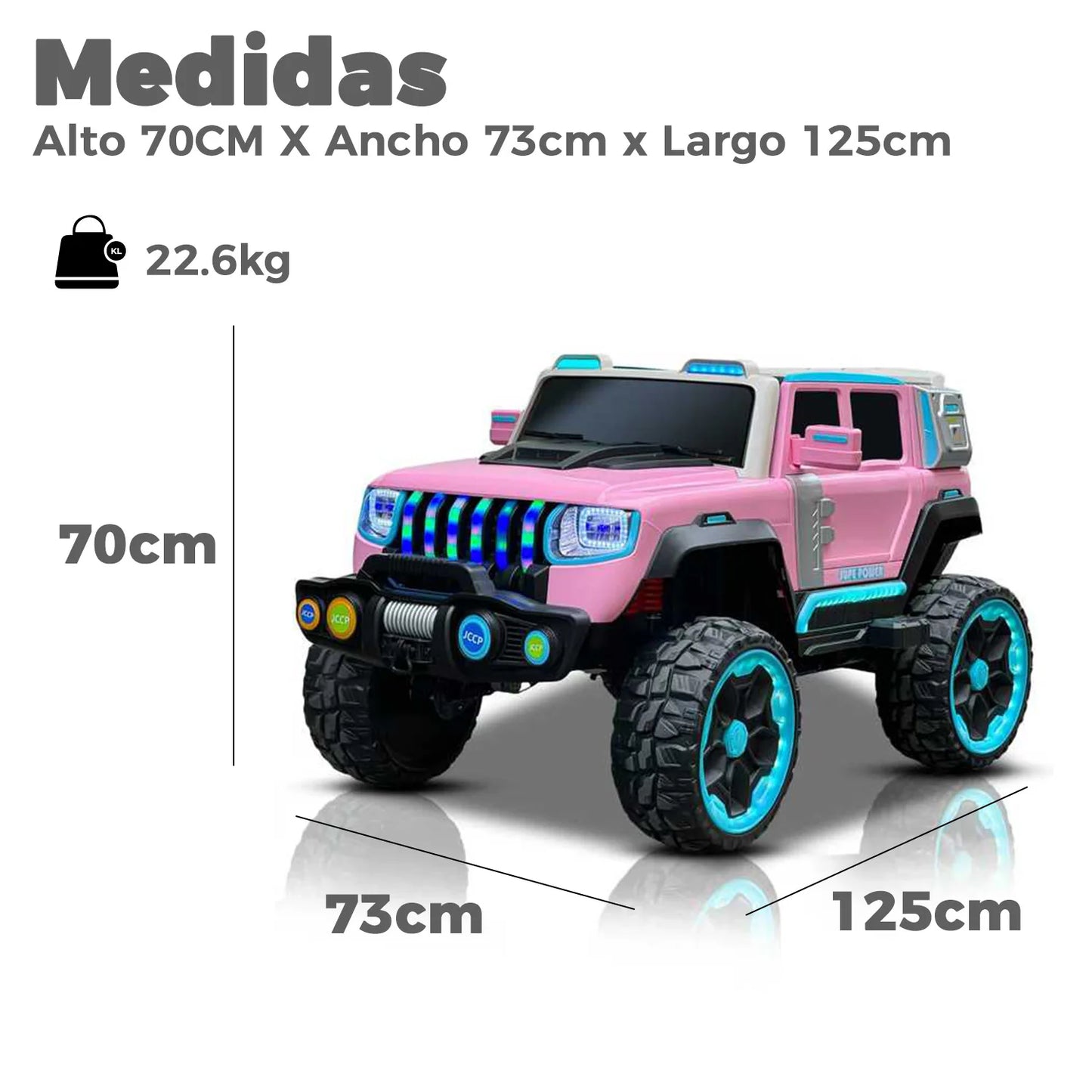 Jeep Eléctrico XXL 4x4 Con Luces Led Sonido y Control Rosado