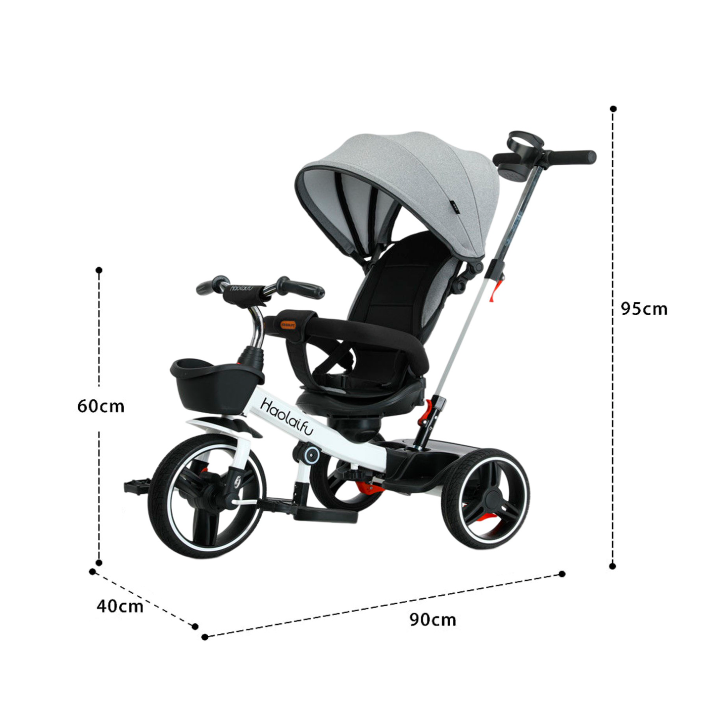 Triciclo Coche 4 En 1 Plegable Reclinable 360° Blanco
