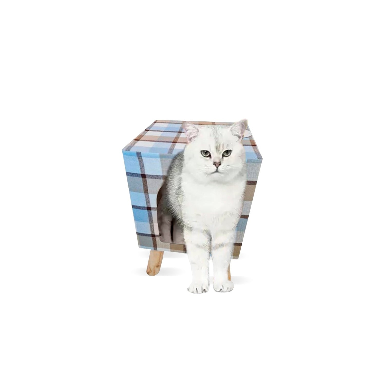 Casa para Gatos de Tela y Madera