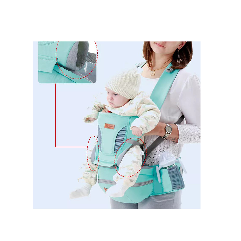 Portabebés Ergonómico Con Soporte Y Bolso Celeste