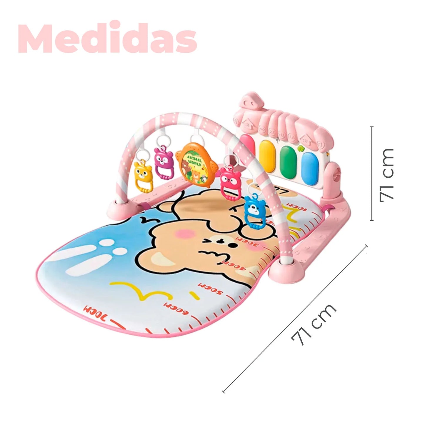 Gimnasio Alfombra Bebe Piano 3 en 1 Little Bear Rosado