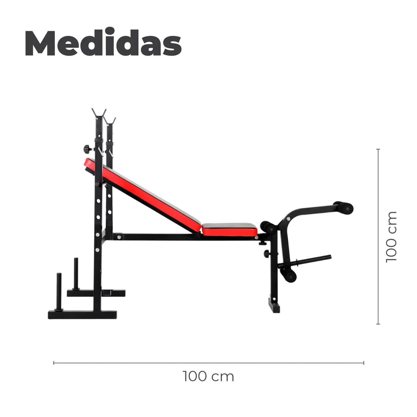 Banco Press Banca Multifuncional Inclinable con Soporte Piernas Barra Ajustable 120 kg