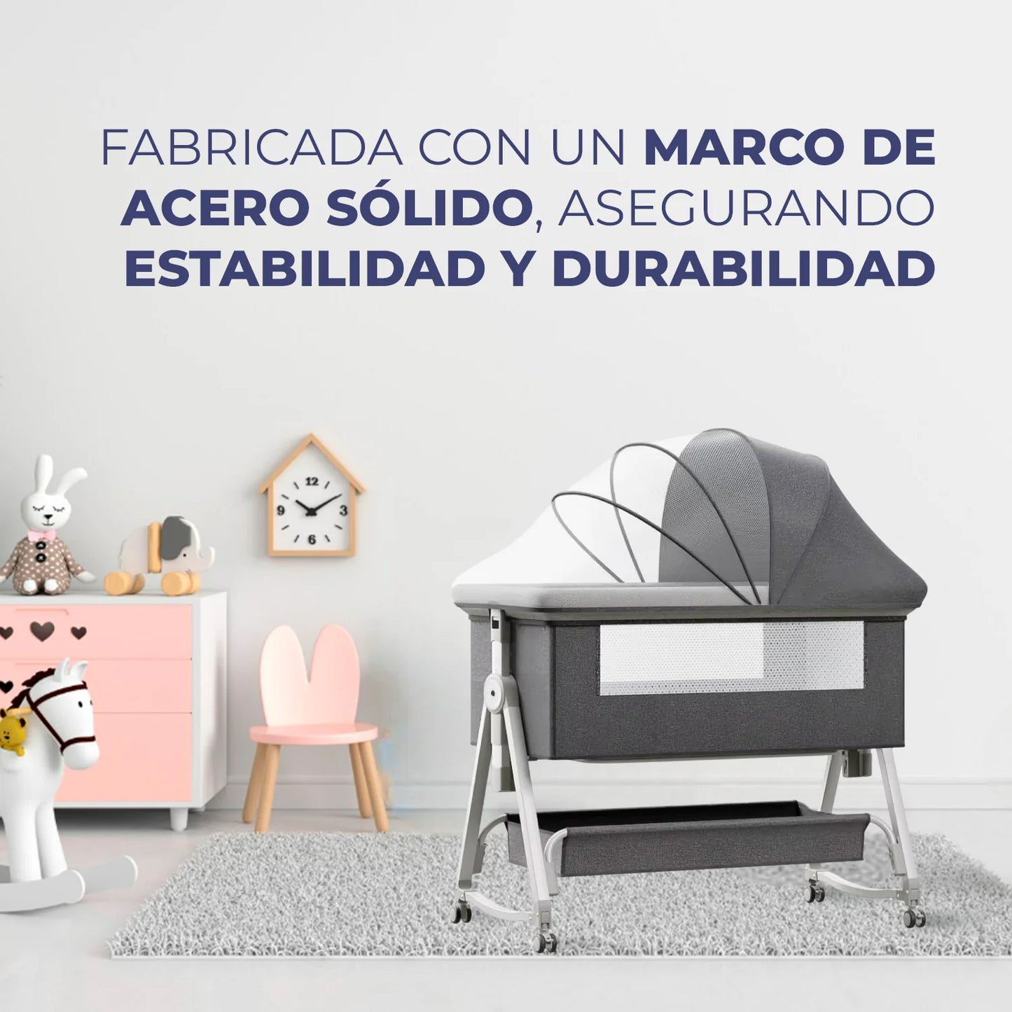 Cuna Colecho Moises Bebe Mecedora 6 Alturas Safe&soft Gris claro