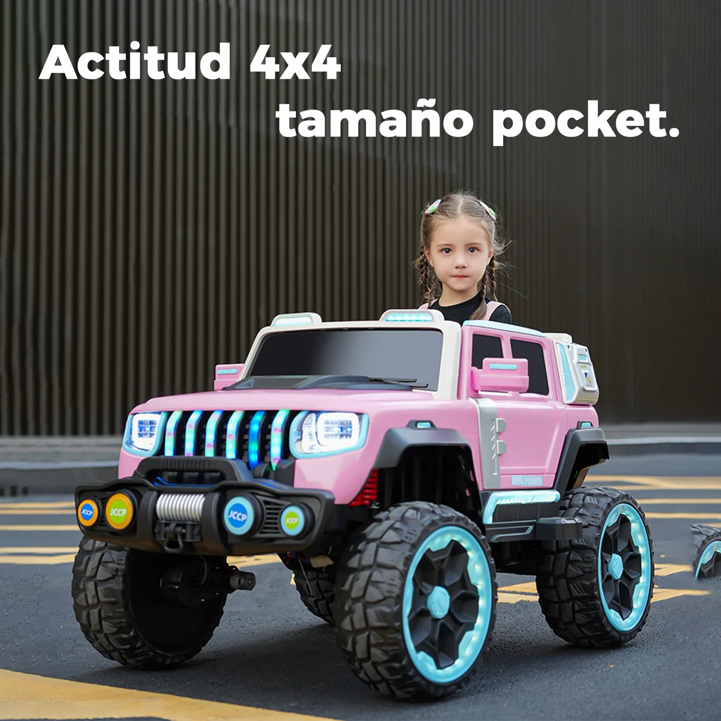 Jeep Eléctrico XXL 4x4 Con Luces Led Sonido y Control Rosado