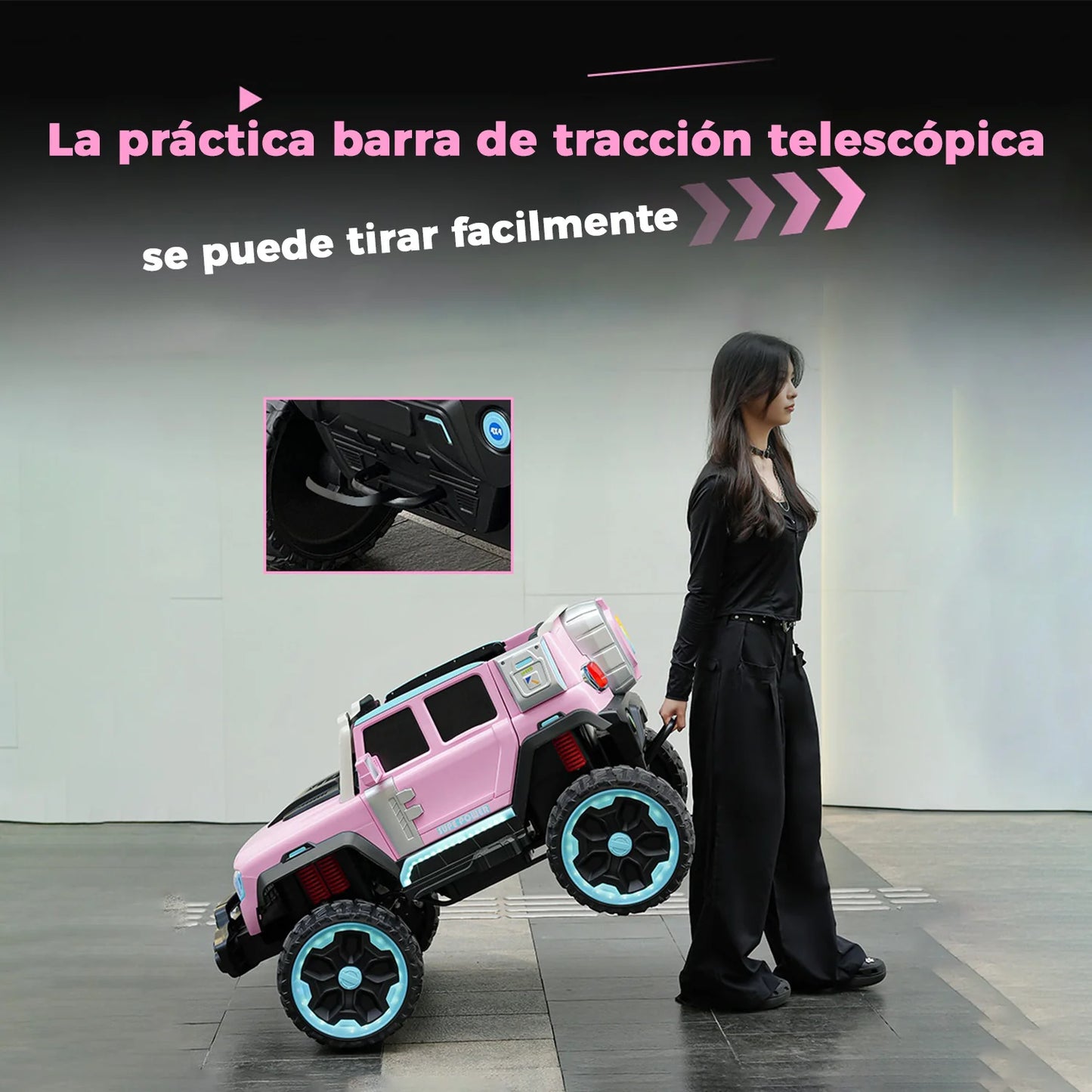 Jeep Eléctrico XXL 4x4 Con Luces Led Sonido y Control Rosado