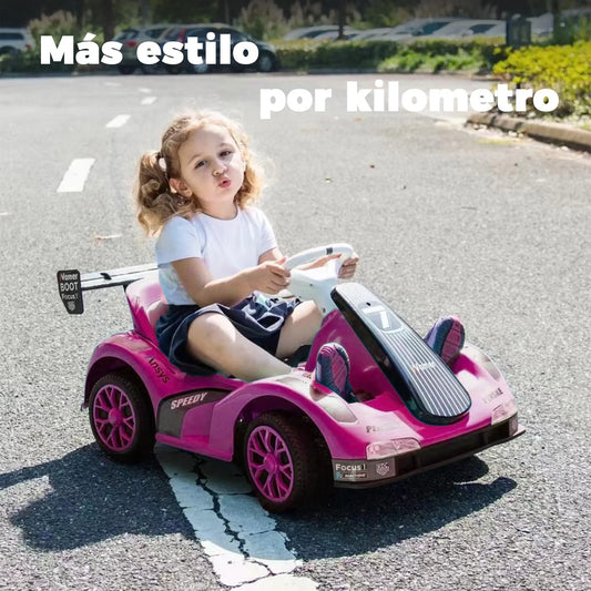 Auto Electrico Niños Karting Con Control, Luz Y Sonido Color Rosa