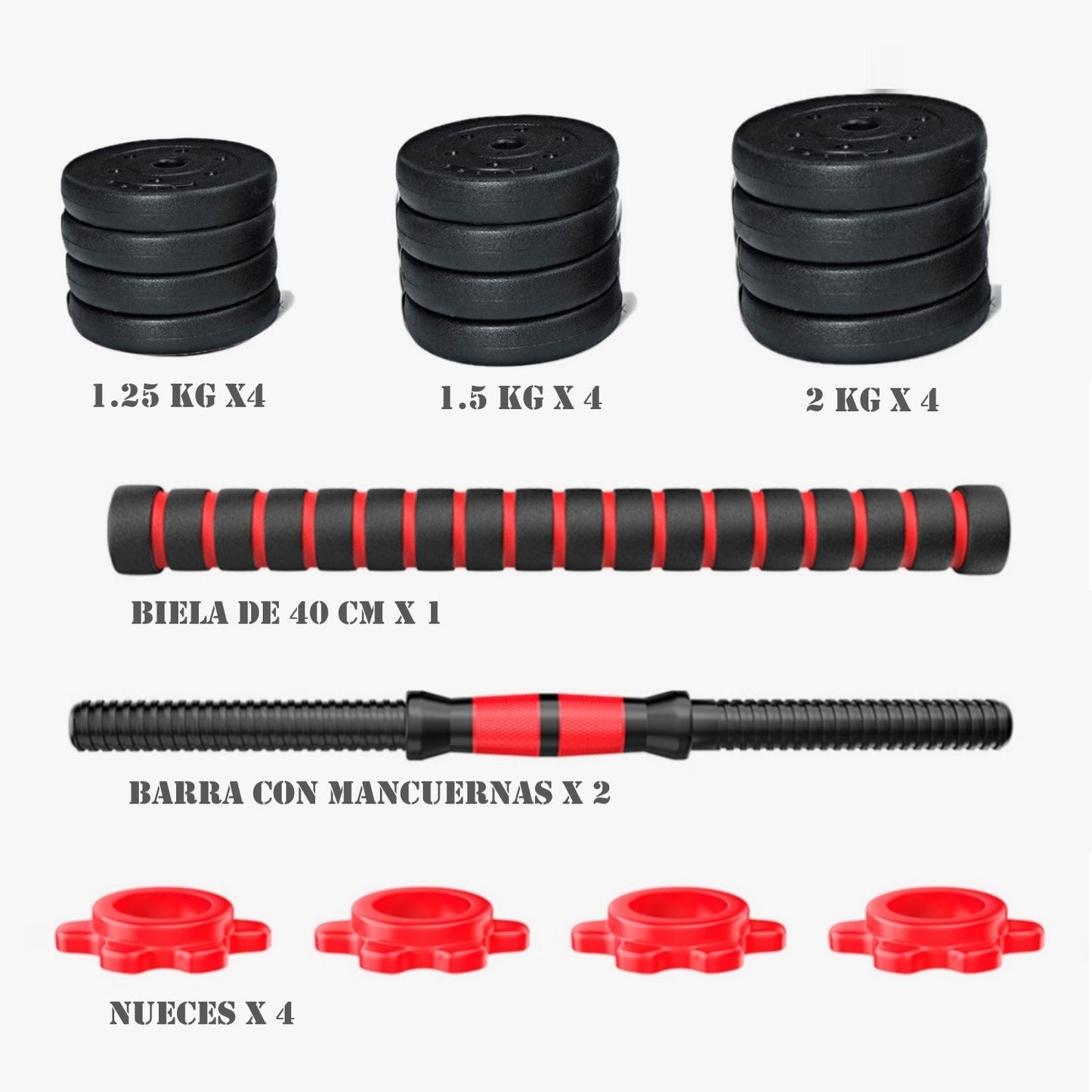 Set de Mancuernas 20 kg mas unión