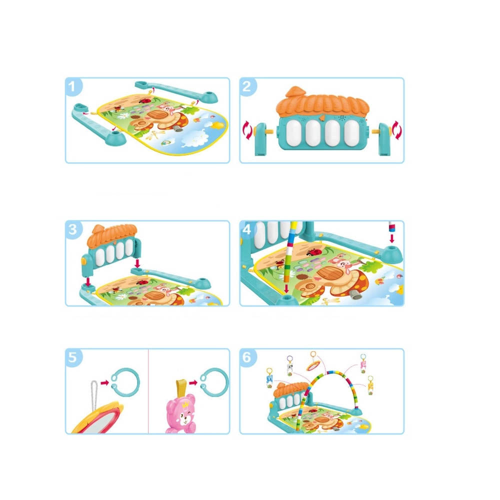 Gimnasio Musical 3 en 1 Bebe Arco Juguetes Luces Musica Colgantes Alfombra Acolchada Lavable