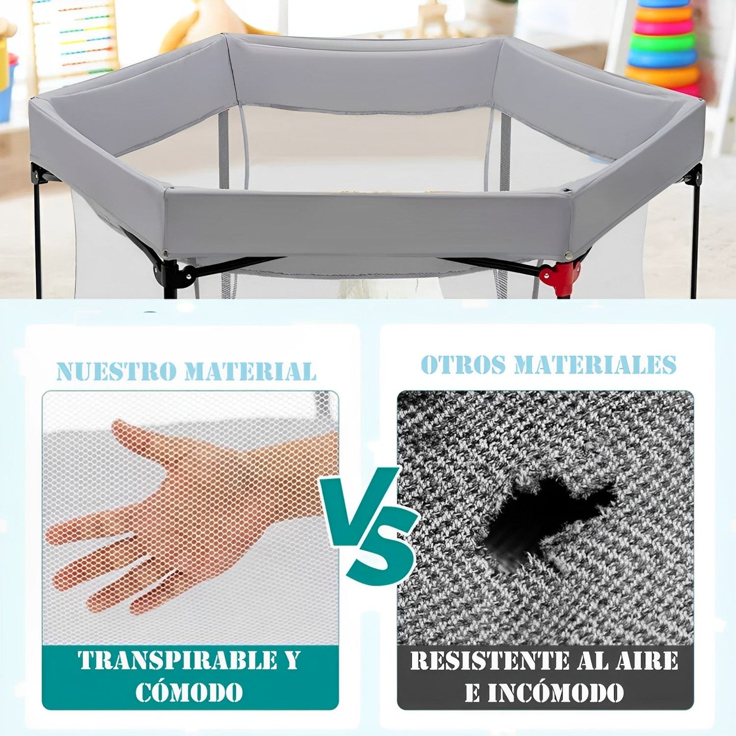 Corral Plegable Infantil Portátil Gris