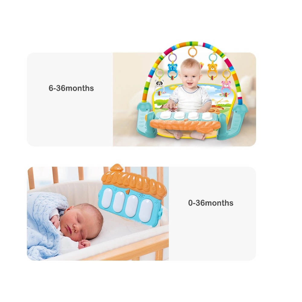 Gimnasio Musical 3 en 1 Bebe Arco Juguetes Luces Musica Colgantes Alfombra Acolchada Lavable