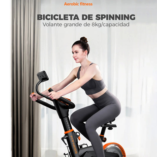 Bicicleta Spinning Magnetica K12 8 kg 8 Niveles Monitor LCD Geometria Mejorada 130 kg