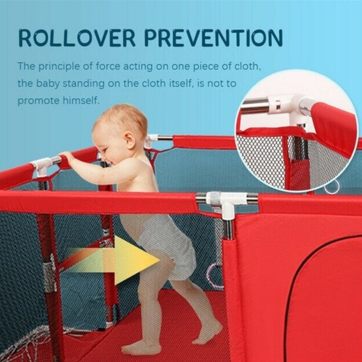 Corral Seguridad Bebes Con Aro De Basket + Pelotas de regalo, 180cm Rojo