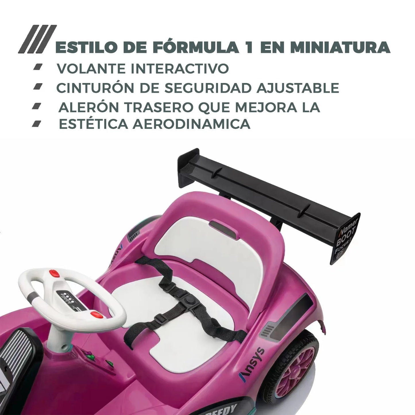 Auto Electrico Niños Karting Con Control, Luz Y Sonido Color Rosa