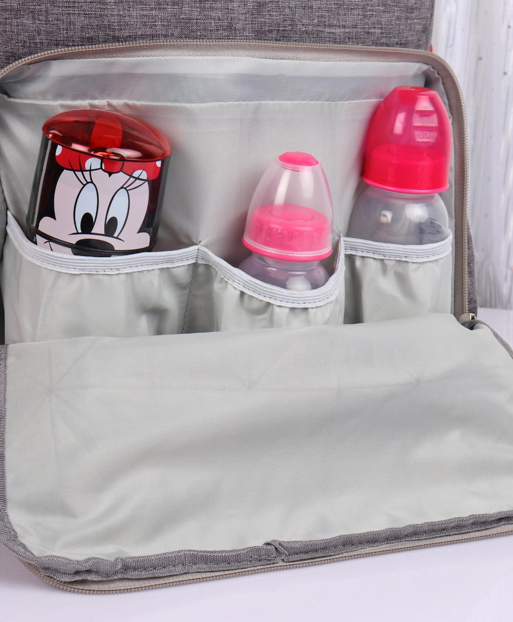 Mochila Pañalera Bebé Bolso Maternal Elegante Gris
