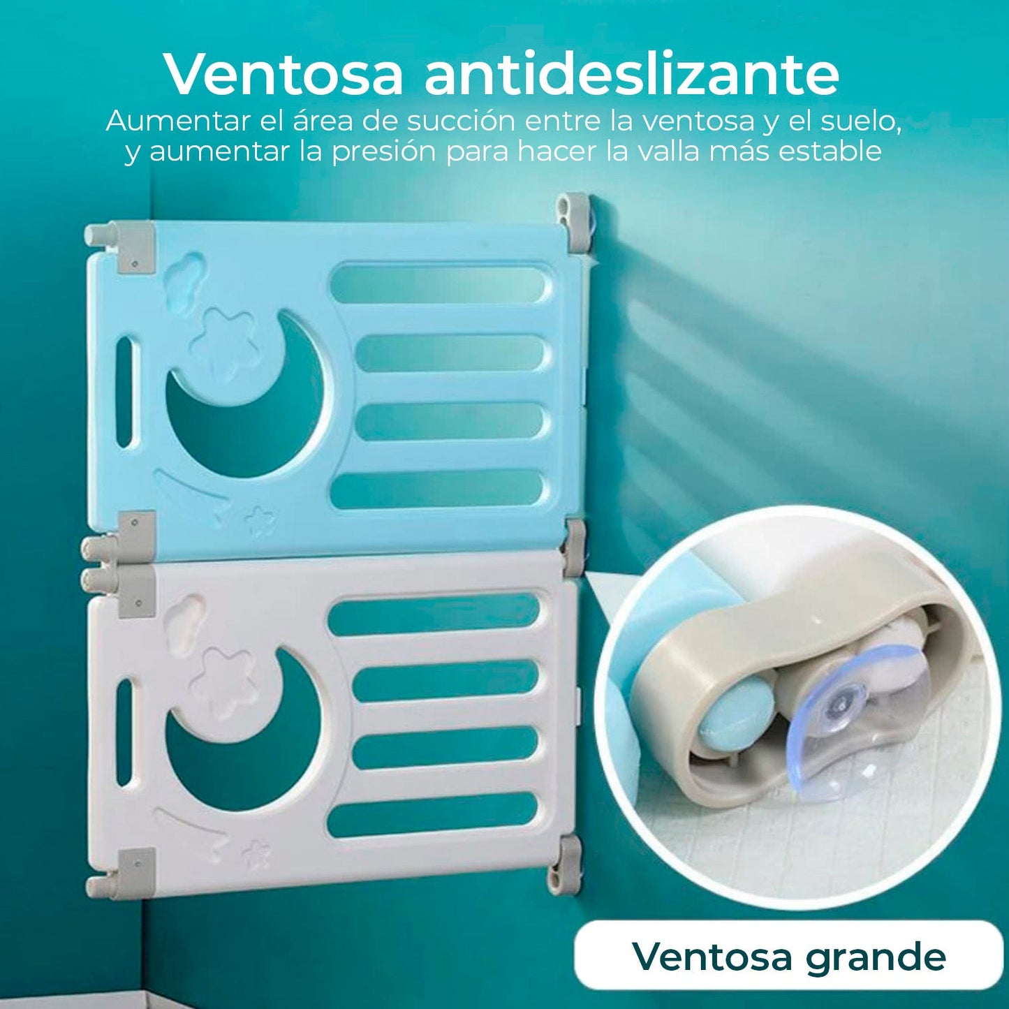 Corral Bebe Modular 8+2 Paneles Celeste Plastico BPA Free Puerta Cierre Lavable