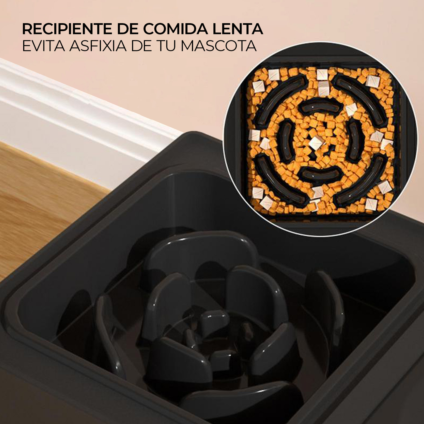 Plato de comida anti derrame y ajustable para mascotas