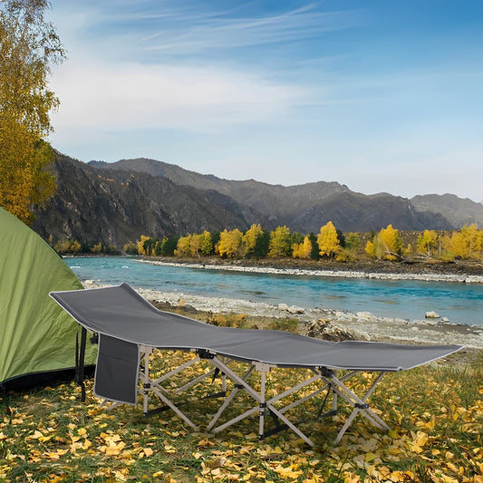 Catre Cama Camping Plegable Con Bolso Gris