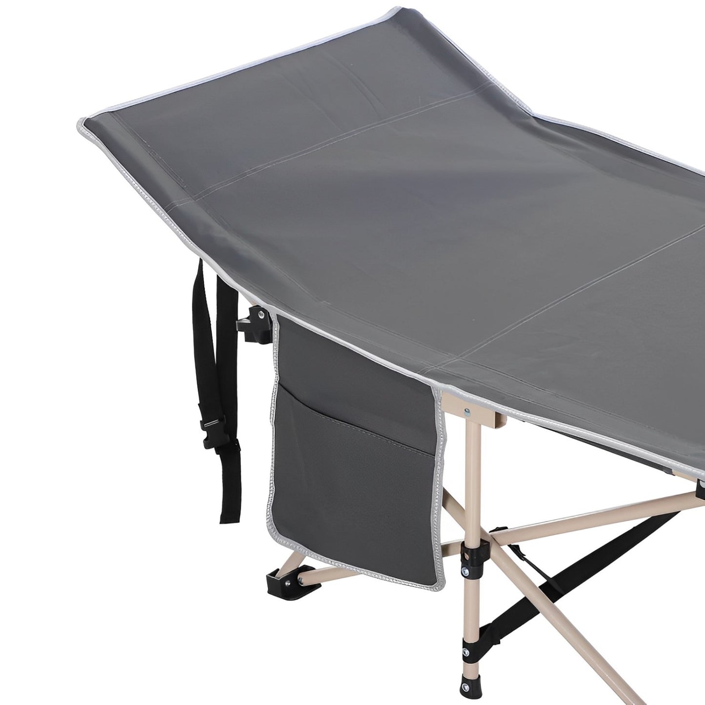 Catre Cama Camping Plegable Con Bolso Gris