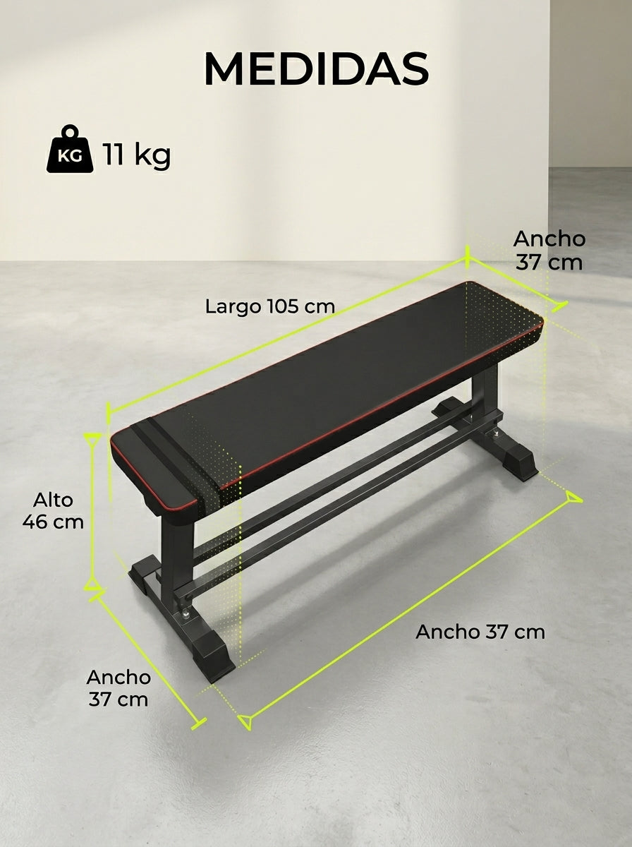 Banca Abdominal Doble Soporte Acolchado Grueso Cuero Sintetico Acero Anticorrosivo 105 cm