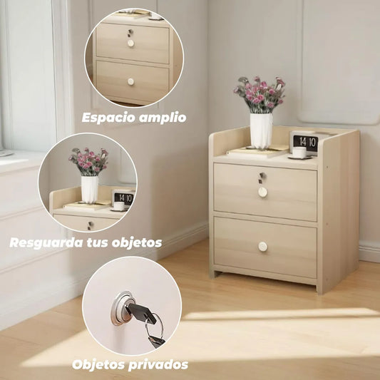 Velador Cajonera 2 Niveles Con Cajones Con Llaves 41x26x33cm Brillante Beige Agregar a favoritos