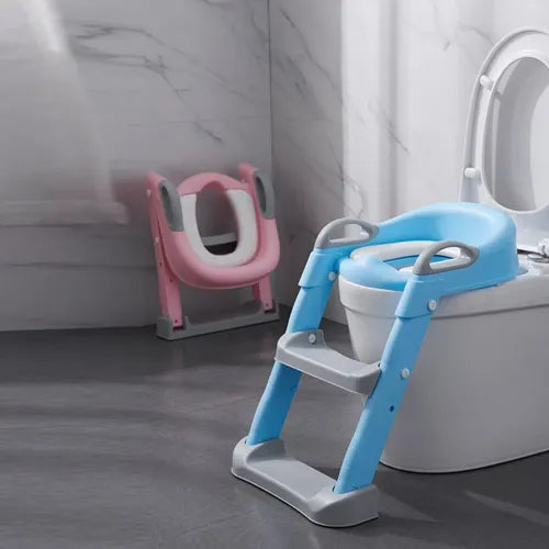 Escalera Pelela Niños Asiento Adaptador De Baño Celeste Liso