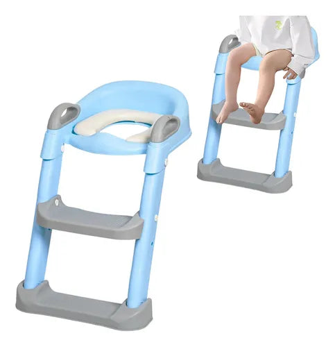 Escalera Pelela Niños Asiento Adaptador De Baño Celeste Liso
