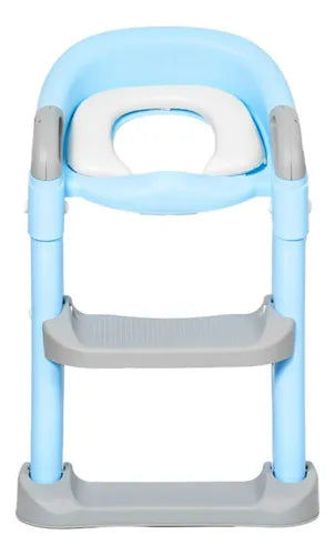 Escalera Pelela Niños Asiento Adaptador De Baño Celeste Liso