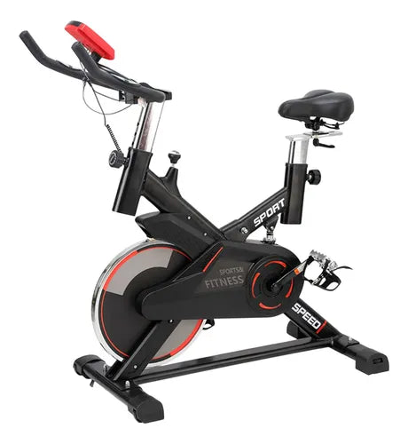 Bicicleta Spinning Profesional Sport Fitness 6 kg Monitor LCD Freno Rapido Ajustable 120 kg