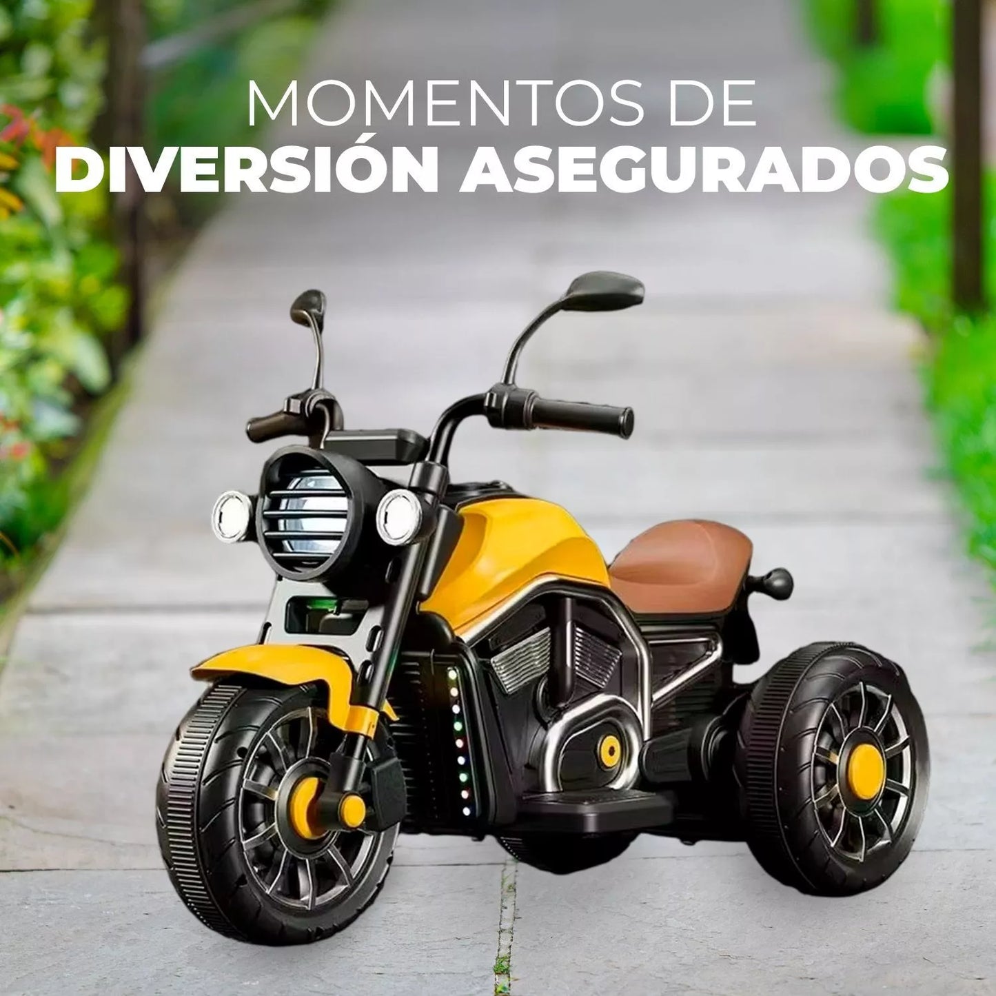 Moto Eléctrica Para Niños Motocicleta Clásica Luz Y Sonidos Amarilla