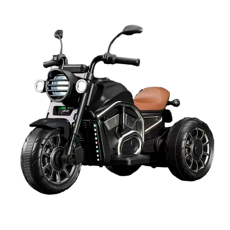 Moto Eléctrica Para Niños Motocicleta Clásica Luz Y Sonidos Negra