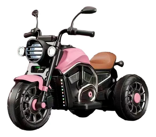 Moto Eléctrica Para Niños Motocicleta Clásica Luz Y Sonidos Rosada