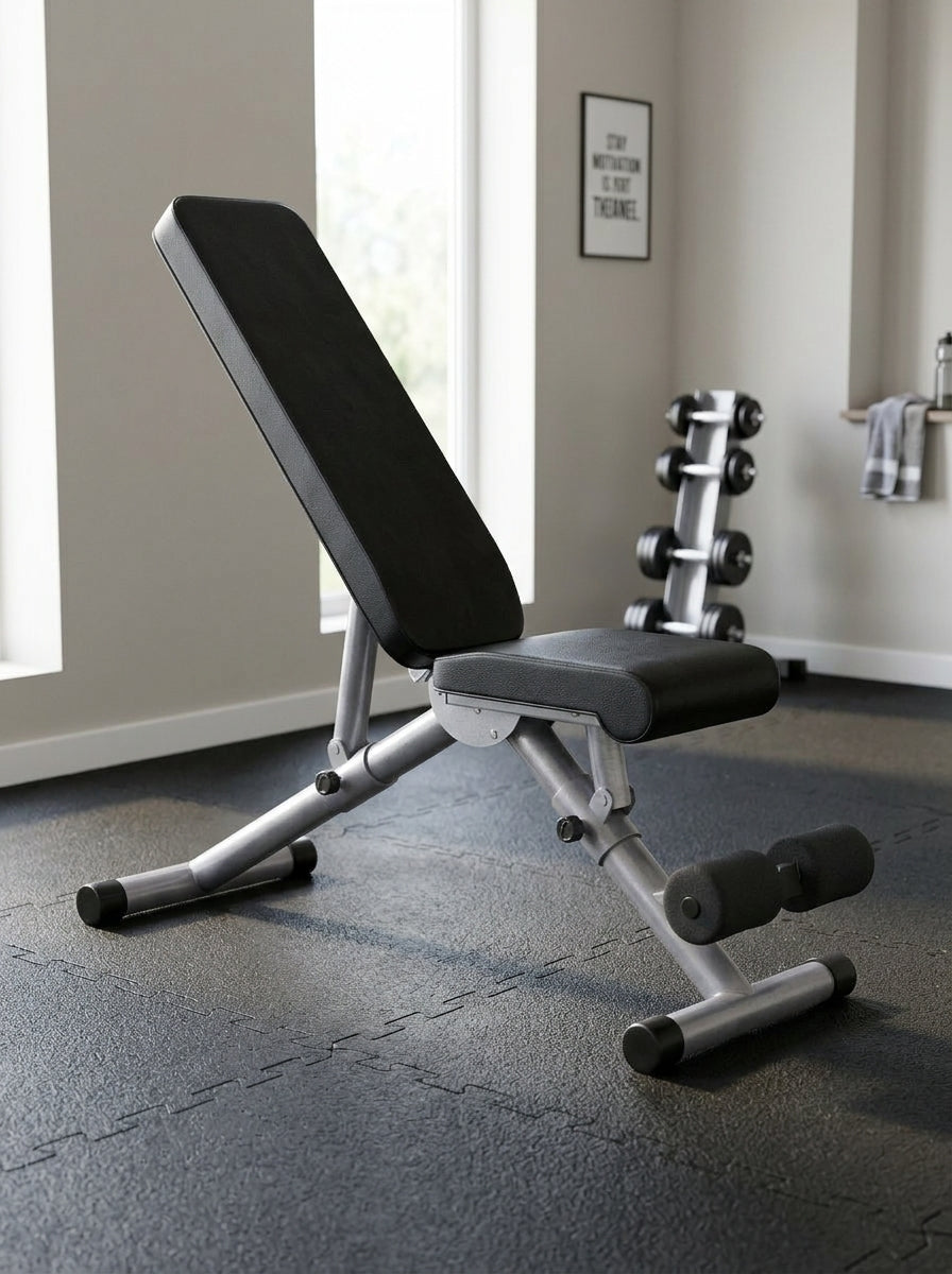 Banco Abdominales Multiposicion 5 Ajustes Rodillos Dobles Acolchado 150 kg Acero