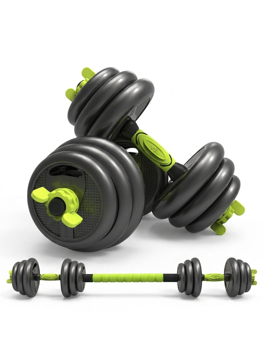 Set Mancuernas 30 kg Ajustable Light Green con Barra Union Discos Hierro Esponja 20 mm