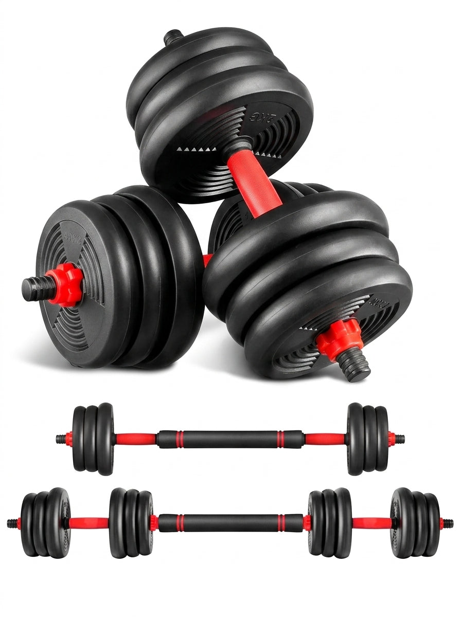 Set Mancuernas 10 kg Ajustable con Union Barra Red Discos Hierro Esponja 20 mm