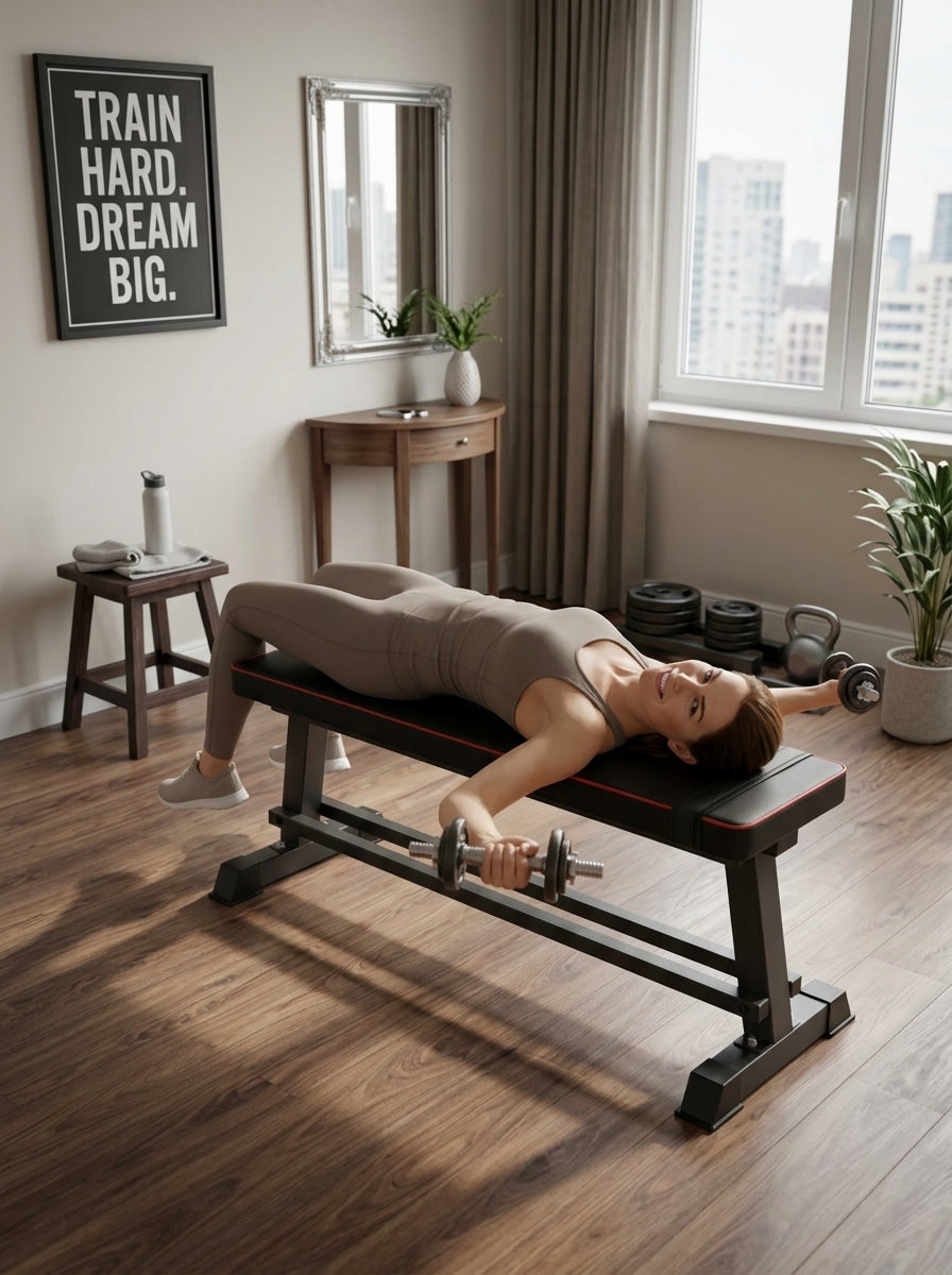 Banca Abdominal Doble Soporte Acolchado Grueso Cuero Sintetico Acero Anticorrosivo 105 cm