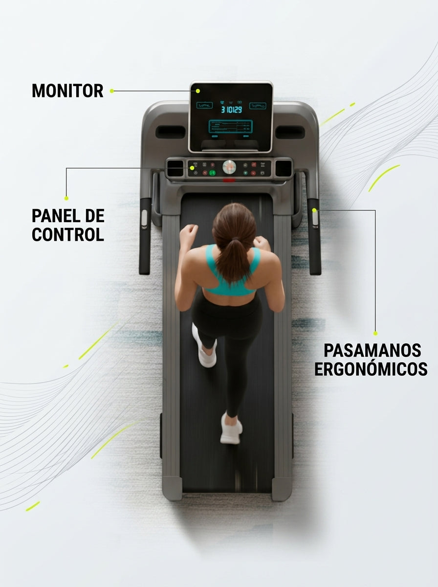 Trotadora Electrica M7 Pro Plegable 12.8 km/h 12 Programas LCD 100 kg Ruedas Transporte