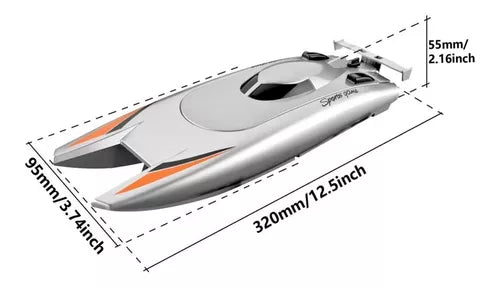 Lancha Juguete A Control Remoto Doble Motor, Gris