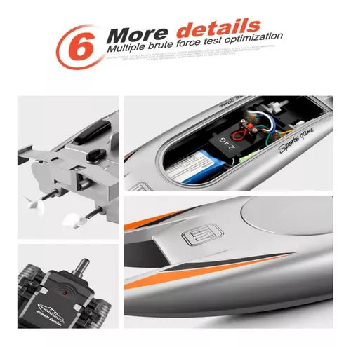 Lancha Juguete A Control Remoto Doble Motor, Gris